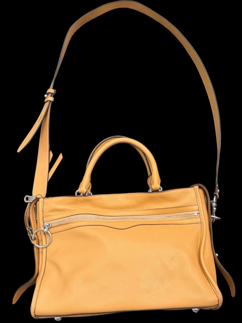 Rebecca Minkoff Satchel Tote Bag Purse Cognac Brown Pebbled Leather